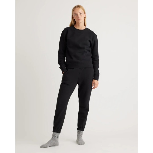 Quince Pants - Quince Black Organic Heavyweight Fleece Boyfriend Sweatpant NWT size Small